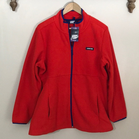 NEW Lands' End Ladies Grid Fleece Zip Up Jacket. - Picture 2 of 7